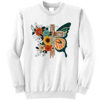 Faith Retro Cross Butterfly Religious Gifts Christian Women Sweatshirt