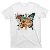 Faith Retro Cross Butterfly Religious Gifts Christian Women T-Shirt