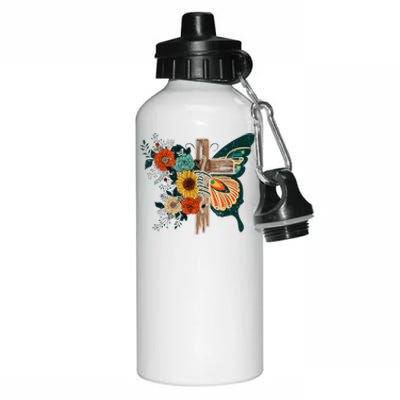 Faith Retro Cross Butterfly Religious Gifts Christian Women Aluminum Water Bottle 