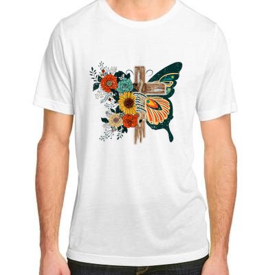 Faith Retro Cross Butterfly Religious Gifts Christian Women Adult ChromaSoft Performance T-Shirt