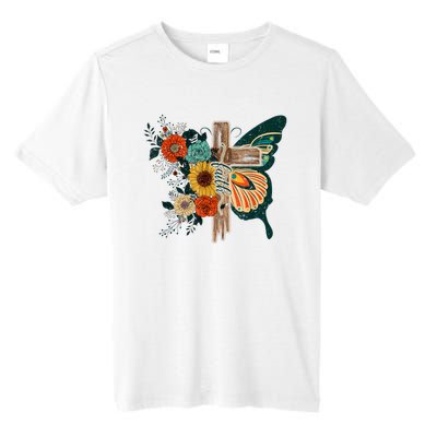 Faith Retro Cross Butterfly Religious Gifts Christian Women Tall Fusion ChromaSoft Performance T-Shirt