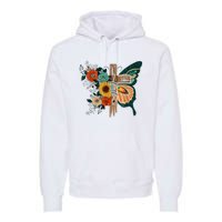 Faith Retro Cross Butterfly Religious Gifts Christian Women Premium Hoodie