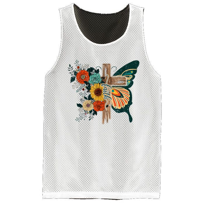 Faith Retro Cross Butterfly Religious Gifts Christian Women Mesh Reversible Basketball Jersey Tank