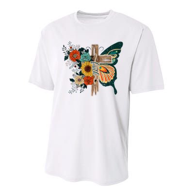 Faith Retro Cross Butterfly Religious Gifts Christian Women Performance Sprint T-Shirt