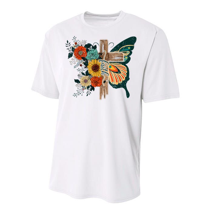 Faith Retro Cross Butterfly Religious Gifts Christian Women Performance Sprint T-Shirt