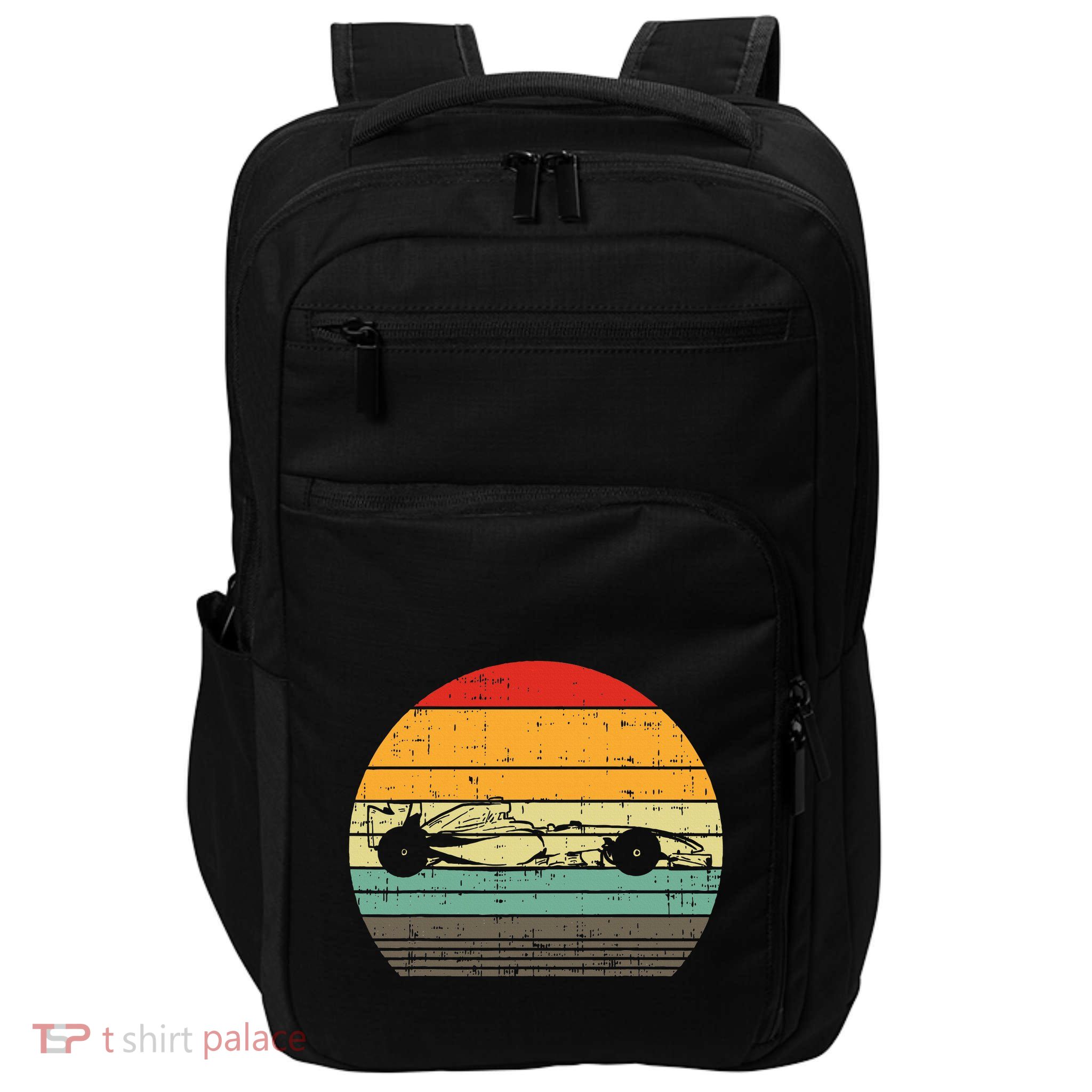 Formula Race Car Sunset Retro Driver Racing Fans Impact Tech Backpack