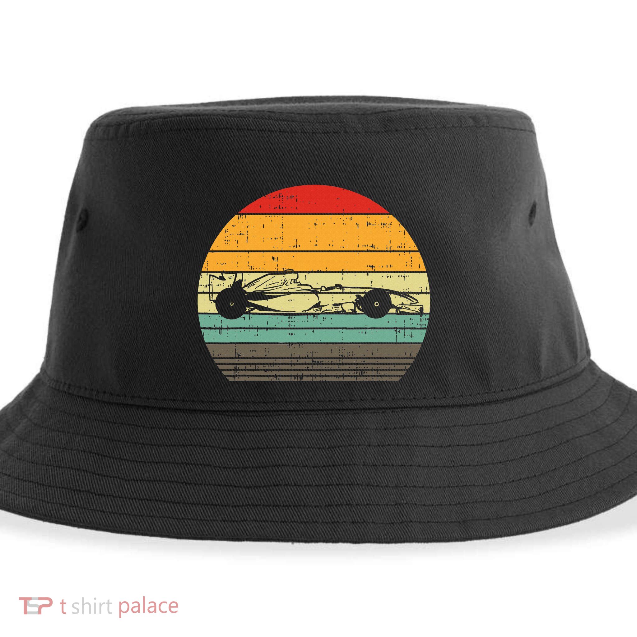 Formula Race Car Sunset Retro Driver Racing Fans Sustainable Bucket Hat
