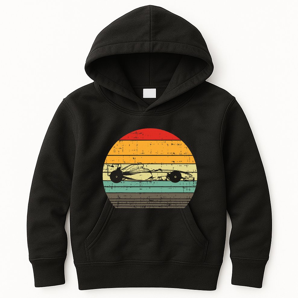 Formula Race Car Sunset Retro Driver Racing Fans Kids Hoodie