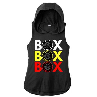 Formula Racing Car Box Box Box Radio Call To PitBox Car Race Ladies PosiCharge Tri-Blend Wicking Draft Hoodie Tank