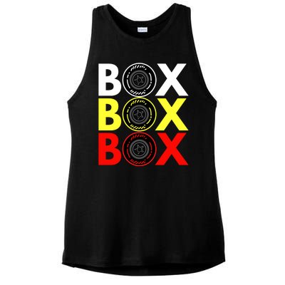 Formula Racing Car Box Box Box Radio Call To PitBox Car Race Ladies PosiCharge Tri-Blend Wicking Tank