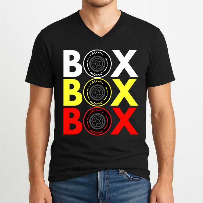 Formula Racing Car Box Box Box Radio Call To PitBox Car Race V-Neck T-Shirt