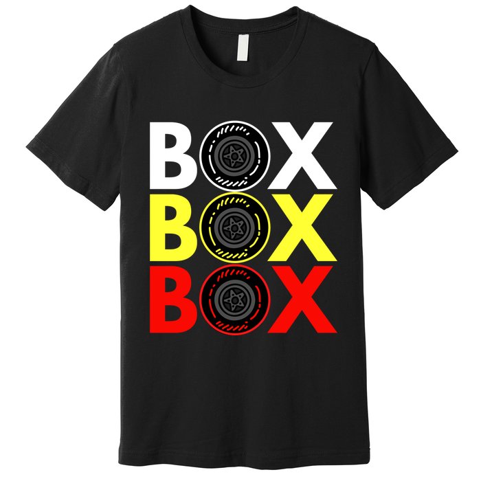 Formula Racing Car Box Box Box Radio Call To PitBox Car Race Premium T-Shirt