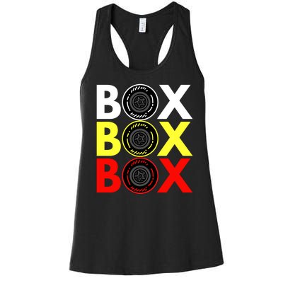 Formula Racing Car Box Box Box Radio Call To PitBox Car Race Women's Racerback Tank