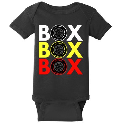 Formula Racing Car Box Box Box Radio Call To PitBox Car Race Baby Bodysuit