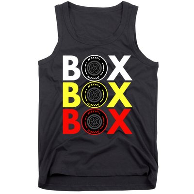 Formula Racing Car Box Box Box Radio Call To PitBox Car Race Tank Top