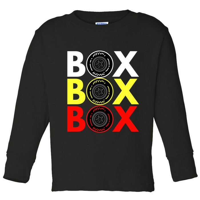 Formula Racing Car Box Box Box Radio Call To PitBox Car Race Toddler Long Sleeve Shirt