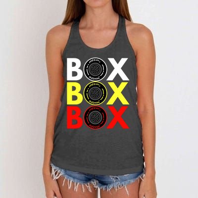 Formula Racing Car Box Box Box Radio Call To PitBox Car Race Women's Knotted Racerback Tank