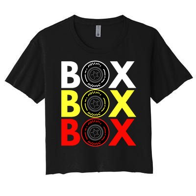 Formula Racing Car Box Box Box Radio Call To PitBox Car Race Women's Crop Top Tee