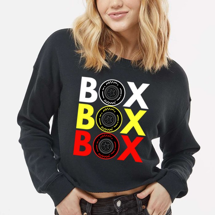 Formula Racing Car Box Box Box Radio Call To PitBox Car Race Cropped Pullover Crew
