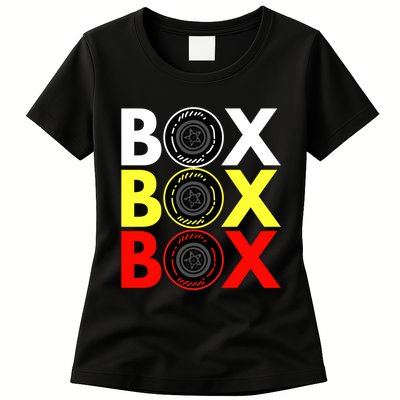 Formula Racing Car Box Box Box Radio Call To PitBox Car Race Womens T-Shirt