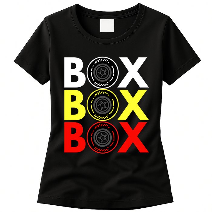 Formula Racing Car Box Box Box Radio Call To PitBox Car Race Womens T-Shirt