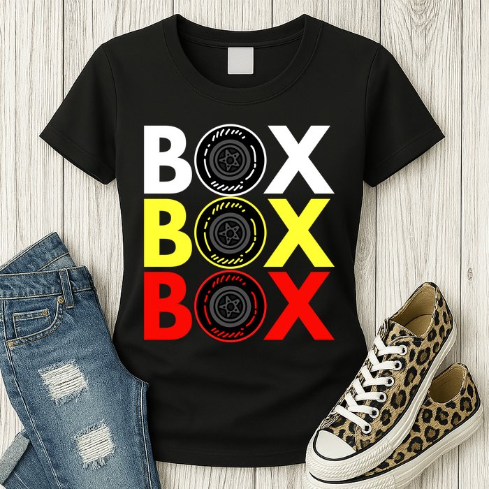 Formula Racing Car Box Box Box Radio Call To PitBox Car Race Womens T-Shirt