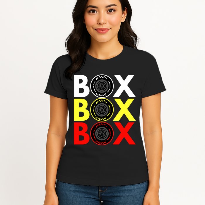 Formula Racing Car Box Box Box Radio Call To PitBox Car Race Womens T-Shirt
