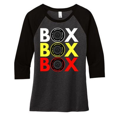 Formula Racing Car Box Box Box Radio Call To PitBox Car Race Women's Tri-Blend 3/4-Sleeve Raglan Shirt