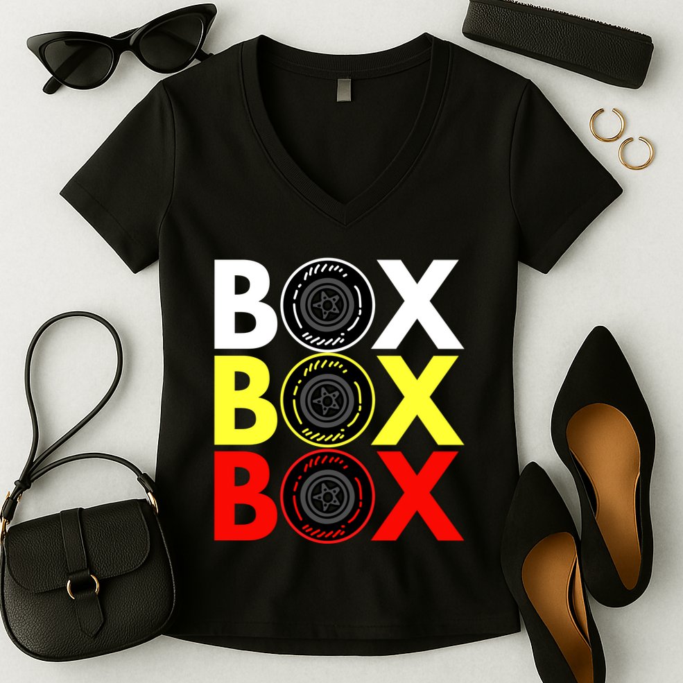 Formula Racing Car Box Box Box Radio Call To PitBox Car Race Women's V-Neck T-Shirt