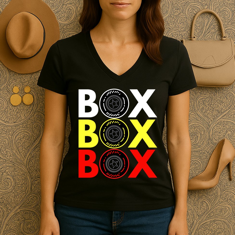 Formula Racing Car Box Box Box Radio Call To PitBox Car Race Women's V-Neck T-Shirt