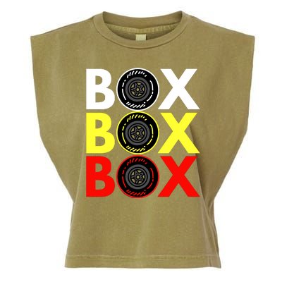 Formula Racing Car Box Box Box Radio Call To PitBox Car Race Garment-Dyed Women's Muscle Tee