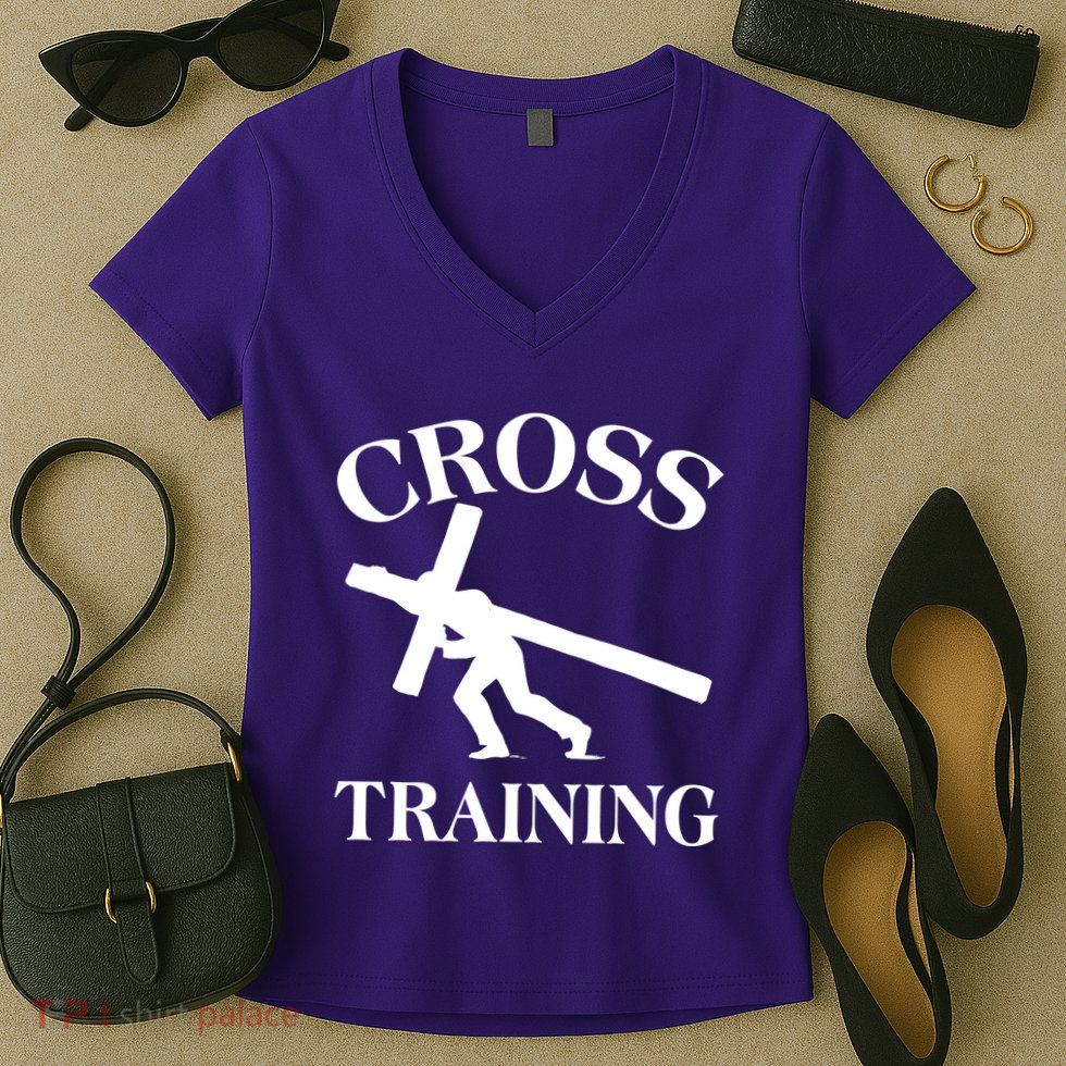 Funny Religous Cross Training Women's V-Neck T-Shirt
