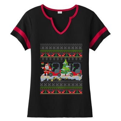 Formula Racing Car Christmas Tree Ladies Halftime Notch Neck Tee