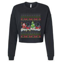 Formula Racing Car Christmas Tree Cropped Pullover Crew