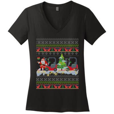 Formula Racing Car Christmas Tree Women's V-Neck T-Shirt