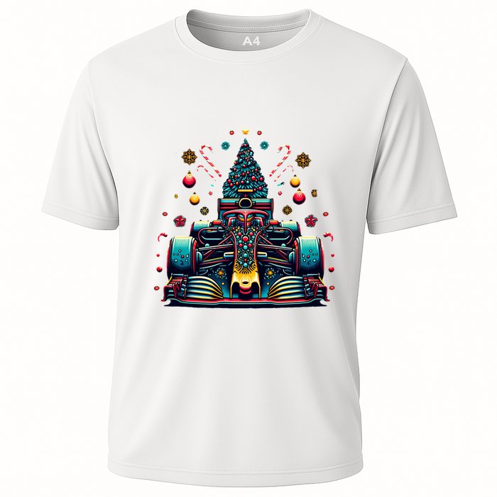Formula Racing Car Christmas Tree Cooling Performance Crew T-Shirt