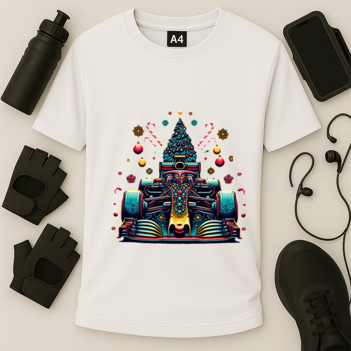 Formula Racing Car Christmas Tree Cooling Performance Crew T-Shirt