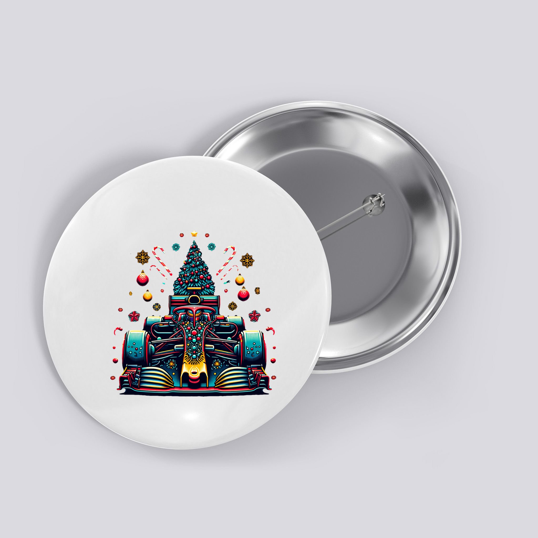 Formula Racing Car Christmas Tree Button