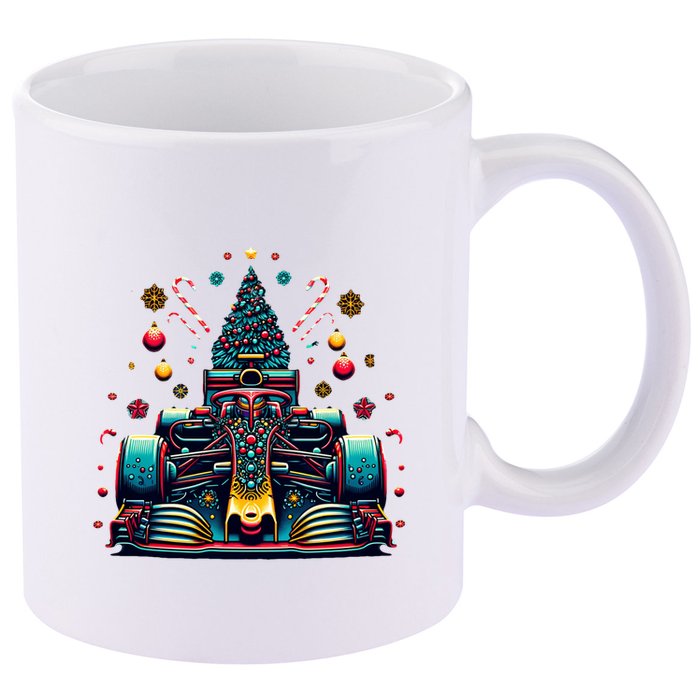 Formula Racing Car Christmas Tree 11oz C Handle Ceramic Mug