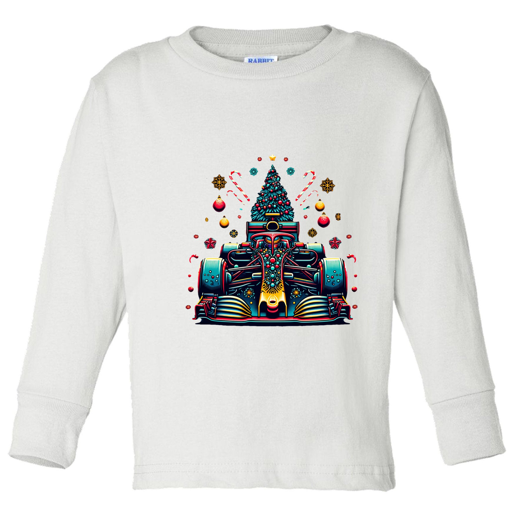 Formula Racing Car Christmas Tree Toddler Long Sleeve Shirt