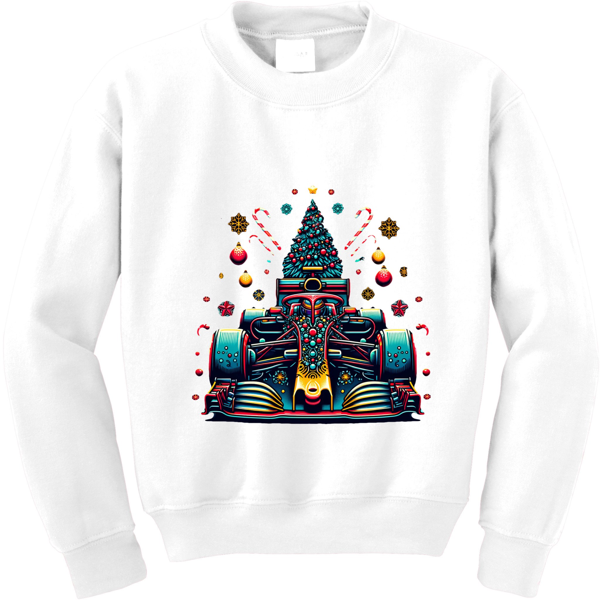 Formula Racing Car Christmas Tree Kids Sweatshirt