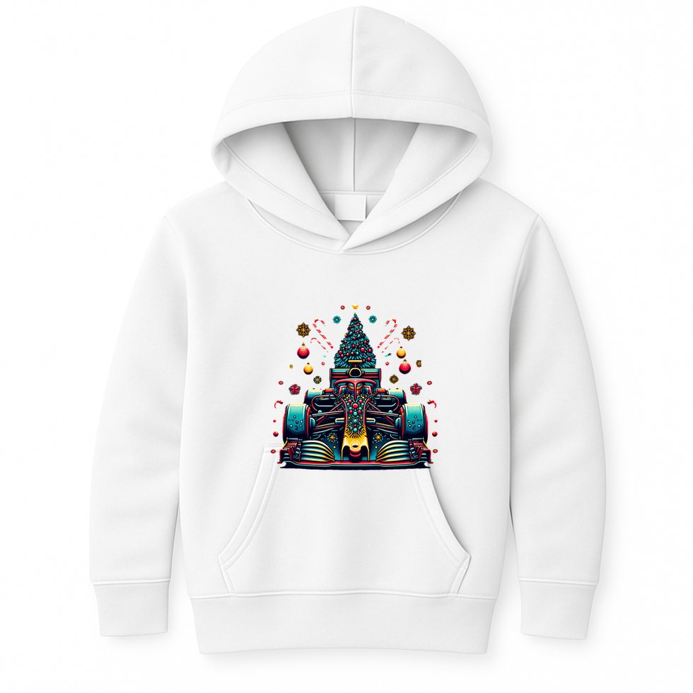 Formula Racing Car Christmas Tree Kids Hoodie