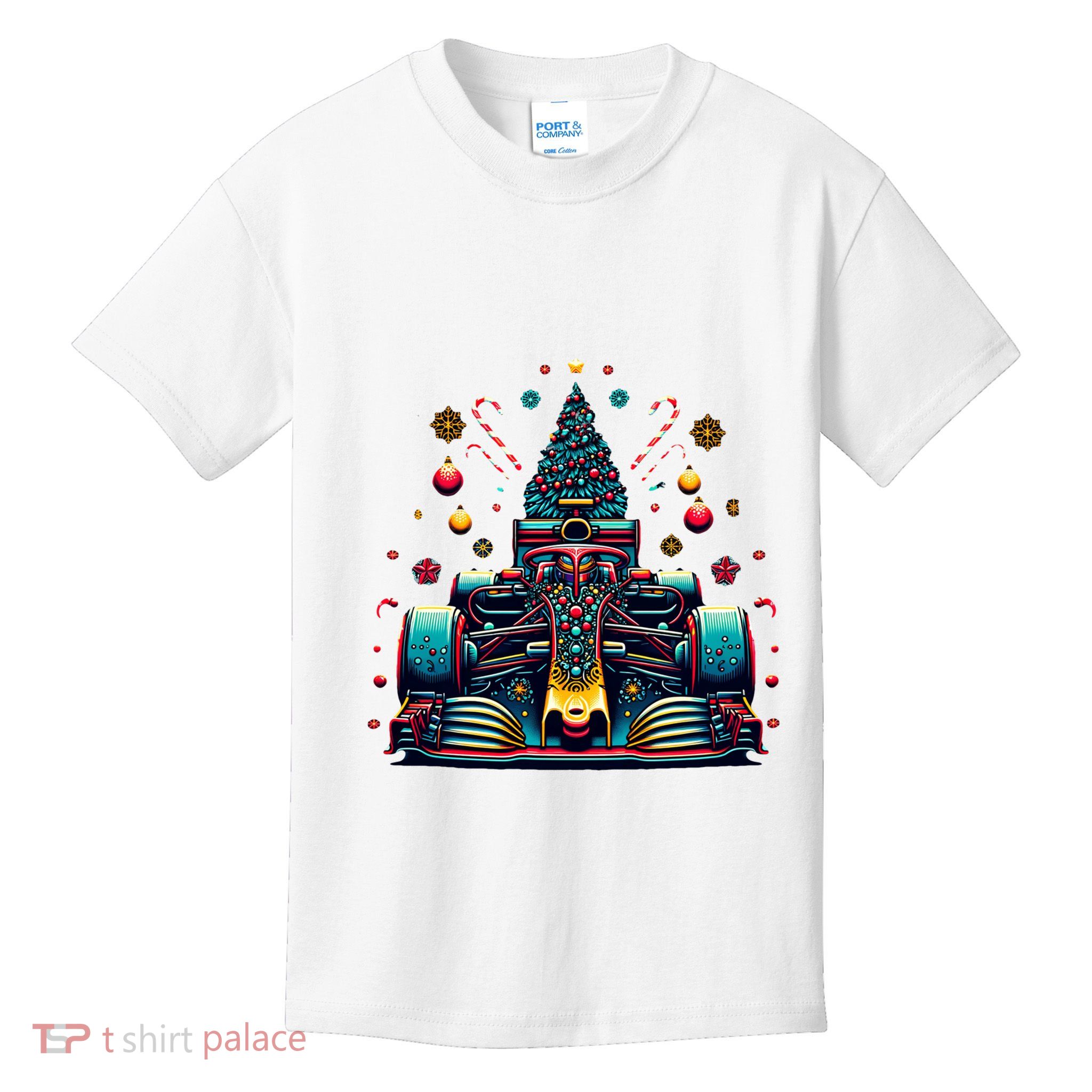 Formula Racing Car Christmas Tree Kids T-Shirt