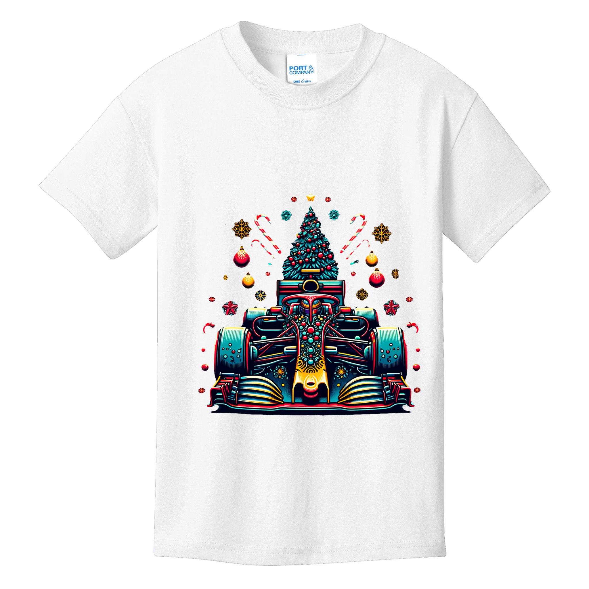 Formula Racing Car Christmas Tree Kids T-Shirt