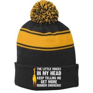 Funny Rubber Chicken Gift Rubber Chicken Costume Stripe Pom Pom Beanie