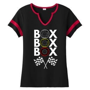 Formula Racing Car, Box Box Box Radio Call To PitBox Car Race Ladies Halftime Notch Neck Tee