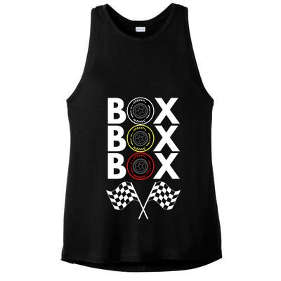 Formula Racing Car, Box Box Box Radio Call To PitBox Car Race Ladies PosiCharge Tri-Blend Wicking Tank