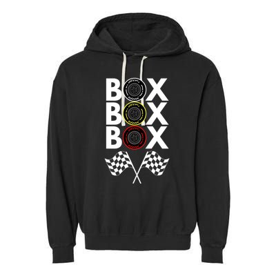 Formula Racing Car, Box Box Box Radio Call To PitBox Car Race Garment-Dyed Fleece Hoodie