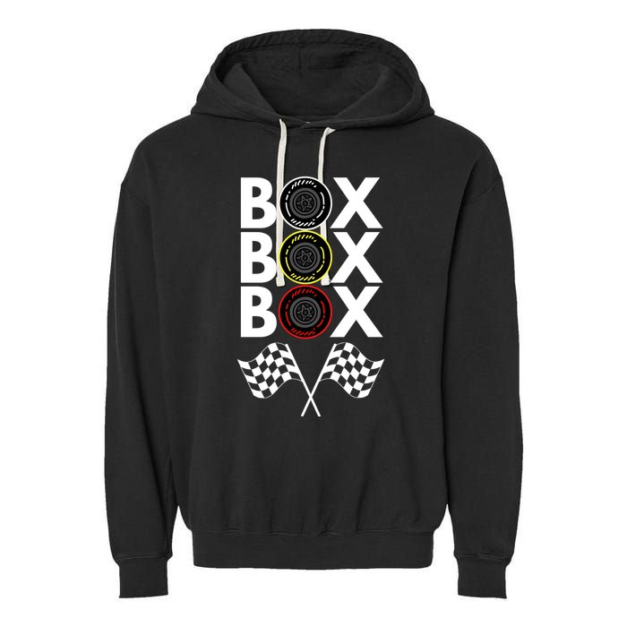 Formula Racing Car, Box Box Box Radio Call To PitBox Car Race Garment-Dyed Fleece Hoodie