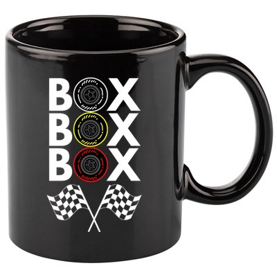 Formula Racing Car, Box Box Box Radio Call To PitBox Car Race 11oz C Handle Ceramic Mug